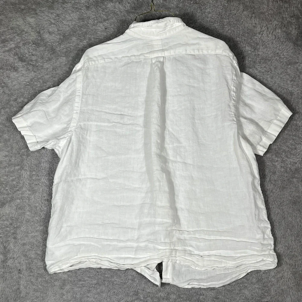 Polo Ralph Lauren Mens XL White 100% Linen Short Sleeve Button Down Shirt